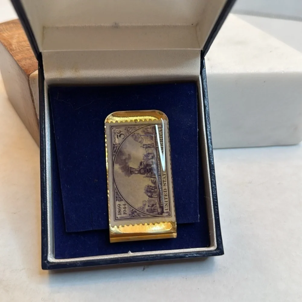 1944 USPS 3 Cent Metal Money Clip Transcontinental Railroad Lot M9